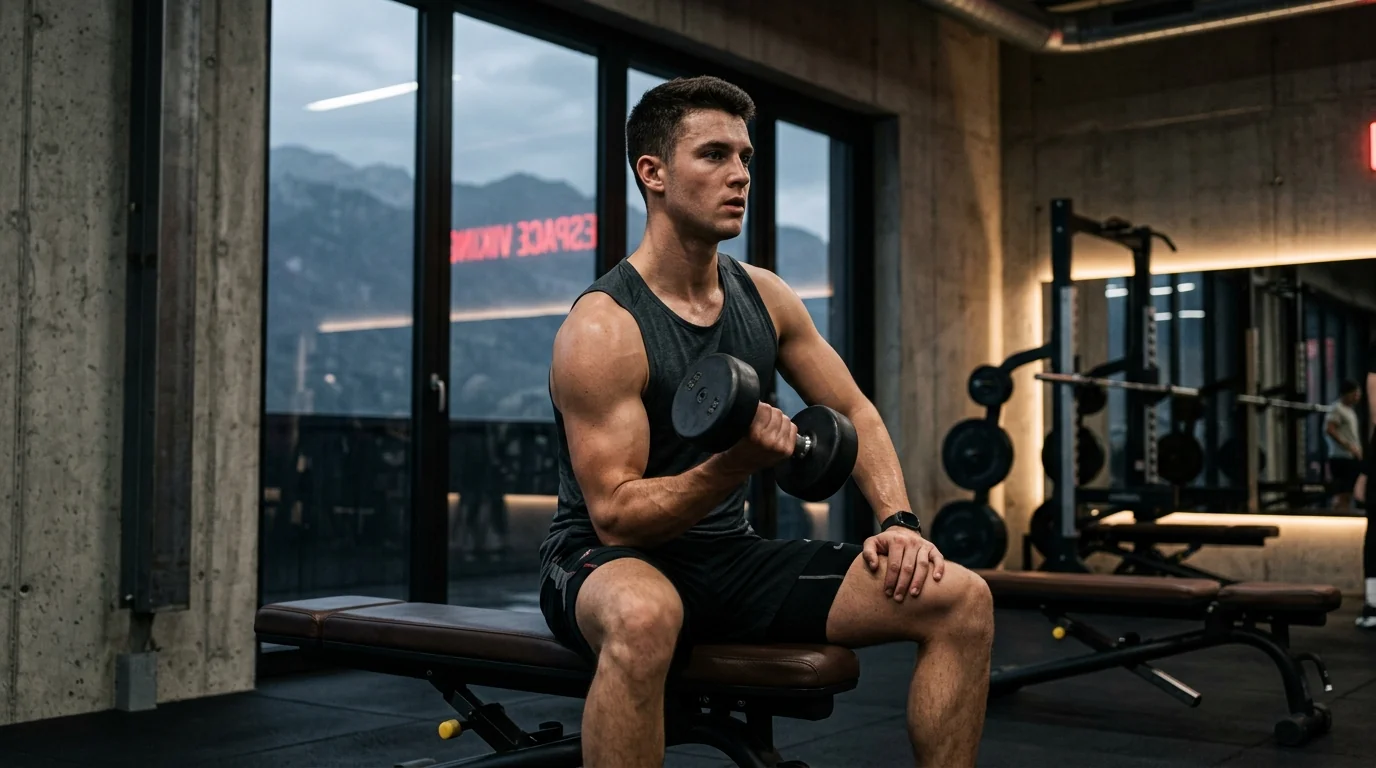 faire-du-sport-pendant-ses-etudes_convert Un jeune étudiant grenoblois en pleine séance de musculation aux haltères dans la salle de sport Espace Viking